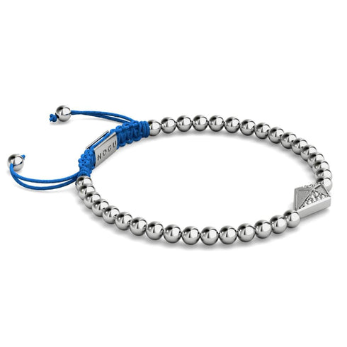 Cerf-volant | Argent & Bleu | Bracelet Charmballa en Cristal de Macramé